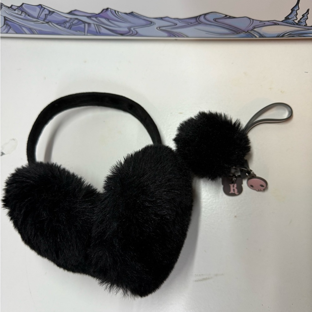 Black Furry Earmuffs & keychain
